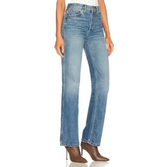 REDONE 90S High Rise Loose Denim Pants - Blue Haze